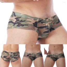 Caleçons hommes slips respirant Camouflage taille basse sous-vêtements boxeurs Shorts sous-vêtement confortable sport mode homme Lingeries