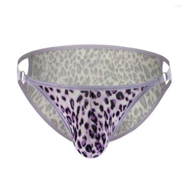 Calzoncillos para hombre calzoncillos sexy leopardo cintura baja bragas tanga tanga ropa interior sección delgada transpirable tanga resbalón