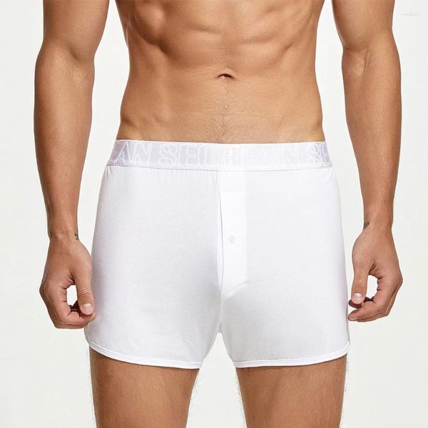 Sous-vêtements hommes décontracté bouton boxeurs taille basse survêtement slips shorts sous-vêtements dos nu mâle culotte 95% coton classique