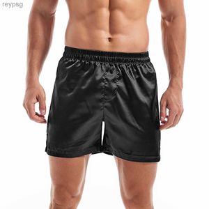 Sous-vêtements hommes sous-vêtements décontractés shorts de sommeil boxeurs en satin soie pyjama lisse homme couleur unie maison vêtements de nuit yoga sport YQ240214