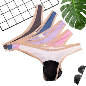 Onderbroeken Heren Convexe Zakje Mesh Ijs Zijde Patchwork Slipje G-String Slips Bikini Thongs Jeugd Gay Ondergoed Mannelijke Lingerie