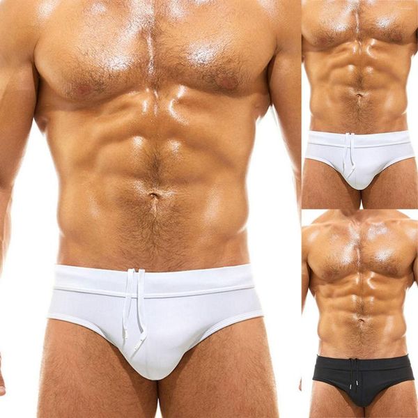 Caleçons Hommes Double Briefs Maille Fesses Levage String Respirant Sous-Vêtements Maillots De Bain