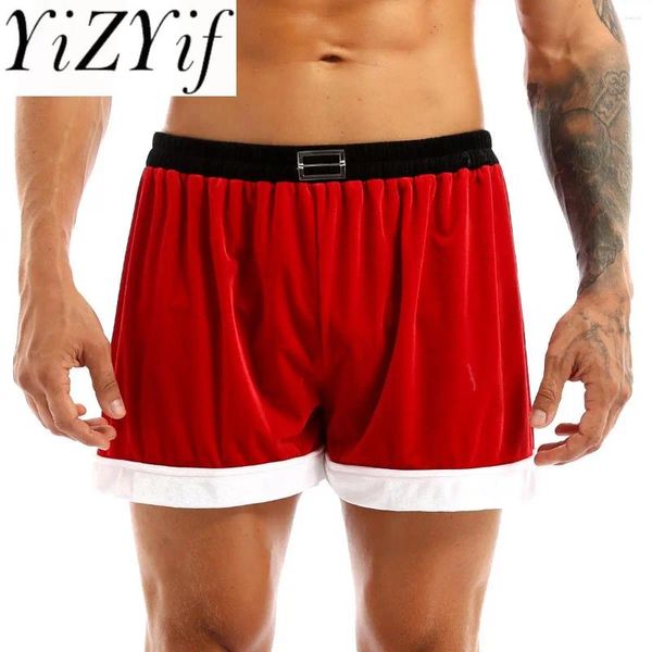 Sous-pants pour hommes Flanelle Holiday Holiday Santa Claus Shorts Boxer Novety Gift Secret Bikini de Noël