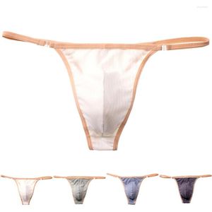 Calzoncillos para hombre, bolsa frontal, Tanga, espalda en T, ropa interior transpirable de tiro bajo, calzoncillos abultados, bragas eróticas Sissy para hombre