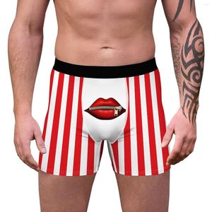 Caleçons pour hommes culottes drôles 3D bouche imprimée nouveauté Boxer Shorts sous-vêtements humoristiques hommes confortables boxeurs extensibles slips