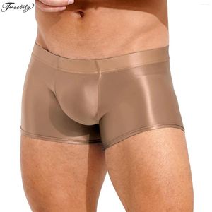 Sous-pants pour hommes Mentiers Glossy Boxer Briefes sous-vêtements Low Rise Pool Party Beach Volleyball Shorts Beachwear