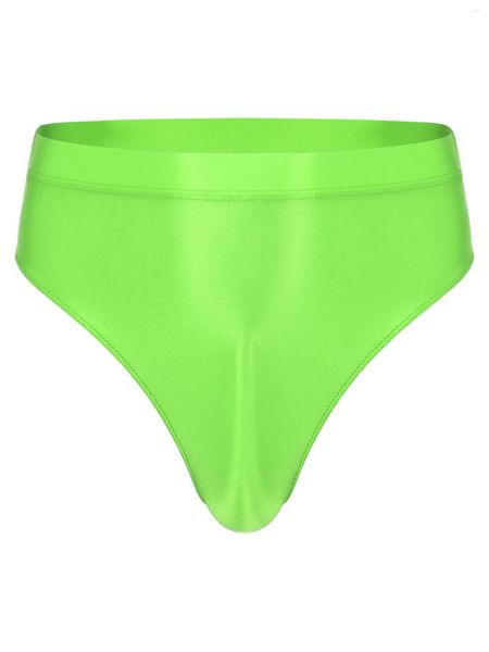 Slip hommes brillant string culotte taille haute couleur unie slips taille élastique sous-vêtements bas de natation maillots de bain