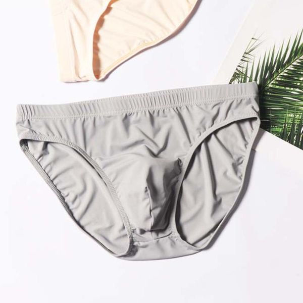 Slips Hommes Demi-Transparent Slip Taille Basse Bikini Poche Respirant Glace Soie Knickers Adolescents Sous-Vêtements Garçons Sexy U ConvexUnderpants