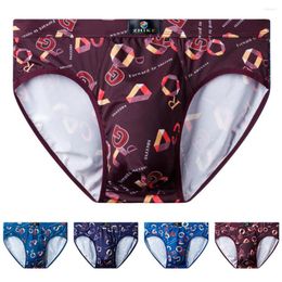 Onderbroek heren ijs zijde mode print driehoekige slip cool lage ondergoed ondergoed bikini sexy zak slipje heren erotische lingerie plus maat