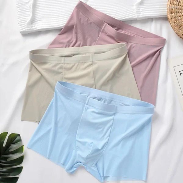 Caleçons Hommes Ice Silk Fresh Shorts U Convex PouchBoxer Briefs Pouch Sous-vêtements Sans Couture Shorts-Trunk. Atelier court