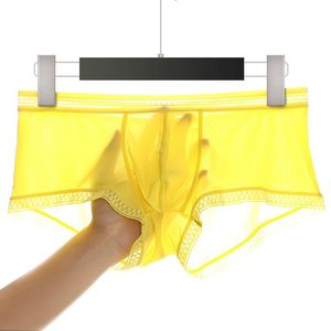 Sous-vêtement sans couture en soie de glace pour hommes respirant grande taille 8 couleurs Lingerie Drop Shorts pour hommes U Pouch Low-Rise Man Pack