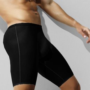 Caleçon Mens Ice Silk Seamless Underwear Long Leg Boxer Lisse Elasticiyt Briefs Casual Beach Trunk Sport Shorts Respirant Underpanties