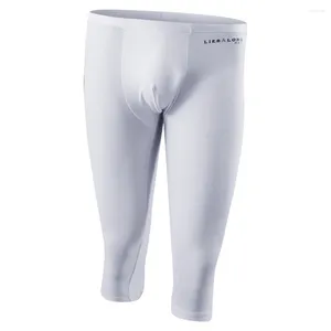 Onderbroek heren ijs zijde ondergoed ondergoed lange poot bokser briefs trunk sport shorts ademende bulgzak naadloze heup