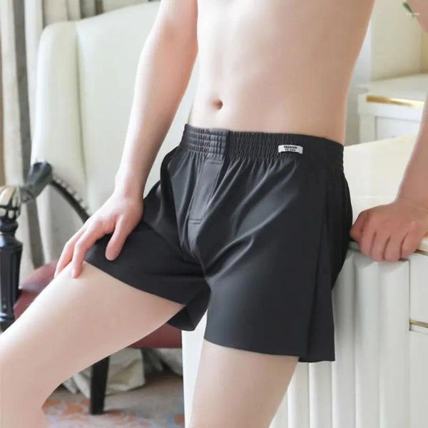 Calzoncillos para hombre Pantalones cortos de gran tamaño Ropa interior de seda de hielo Ropa de dormir Bragas Boxers Pantalones sueltos y transpirables para hombre