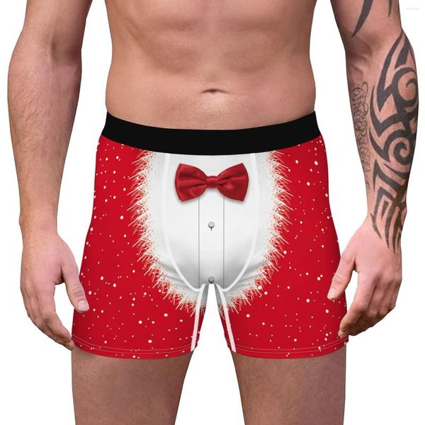 Calzoncillos para hombre, lencería navideña, calzoncillos tipo bóxer, calzoncillos con estampado Gay para hombre, pantalones cortos elásticos con pretina ancha para vacaciones