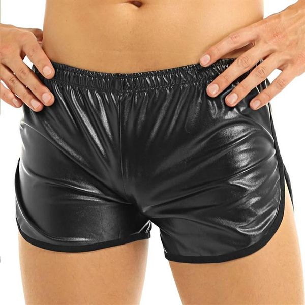 Calzoncillos Lencería para hombre Aspecto mojado Ropa interior de piel sintética Calzoncillos deportivos con bolsillo trasero Pantalones de látex Bragas gay Pole Dance270c