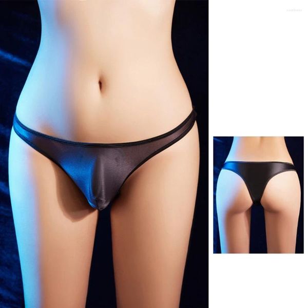 Calzoncillos para hombre de tiro bajo Bikini inferior elasticidad resbalones calzoncillos ropa interior sexy brillante aceitoso erótico hombre bragas tangas traje de baño