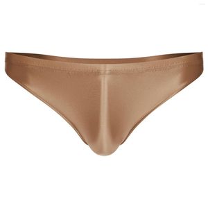 Caleçons hommes culottes brillant poche de renflement slips couleur unie Boxer Shorts taille basse sous-vêtements maillots de bain maillots de bain