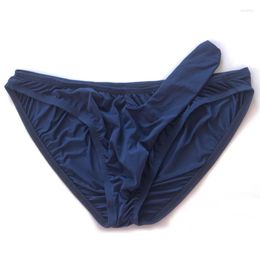 Calzoncillos para hombre, calzoncillos con funda para pene, bragas de seda de hielo transpirables transparentes, ropa interior masculina sexy, suspensorio, lencería erótica, Bikini Cuecas