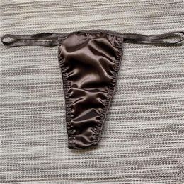 Onderbroek heren sexy kunstmatige zijden briefs bikini lage taille ondergoed string heren stoten stoten zakken