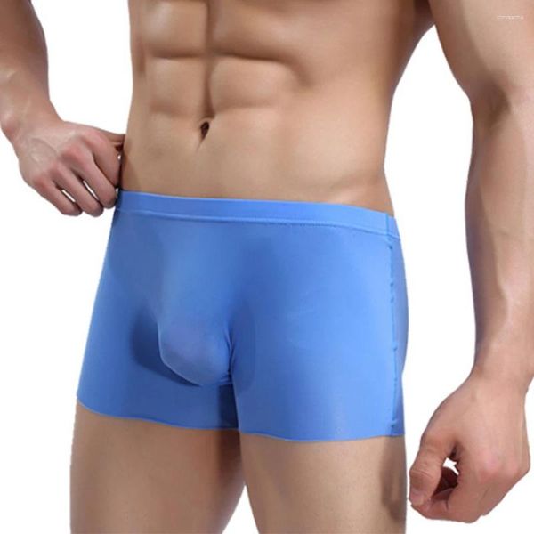 Sous-vêtements pour hommes Boxers sexy Bugle Pouch Trunks Slip sans couture Ultra-mince Sheer Knickers Transparent Sous-vêtements lisses Maillots de bain décontractés