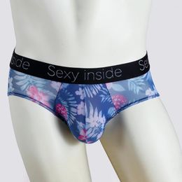 Onderbroek heren sexy korte lage stijging taille zakverbetering van pure blad bedrukte ondergoed homo's lingerie calzoncillos hombre