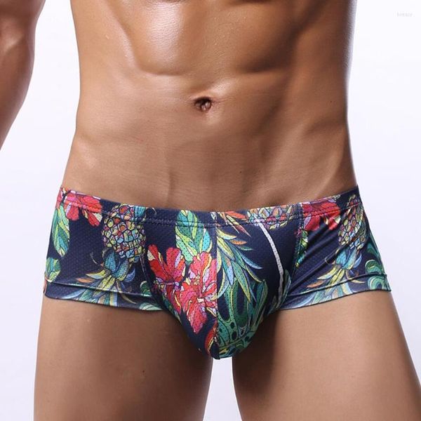 Calzoncillos para hombre Sexy Cock Bolsa Boxer Shorts Cintura baja Bragas transpirables masculinas Imprimir Ropa interior gay Lencería Tallas grandes Bikini Ropa de playa