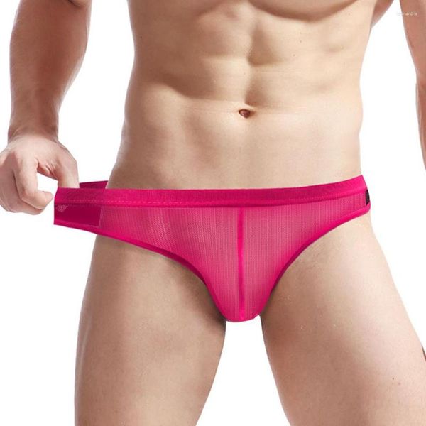 Calzoncillos para hombre sexy g-string ropa interior sin costuras de hielo de seda tanga trotum bulga bragas machos de bolsa convexa resumen