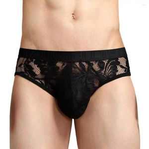 Sous-vêtements hommes sexy dentelle transparente slips maille voir à travers 2023 hommes sous-vêtements respirant lingerie culotte