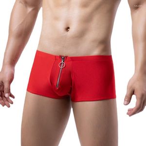 Sous-vêtements hommes sexy lingerie culotte fermeture éclair jockstraps poche bombée gay clubwear doux boxer shorts sous-vêtements