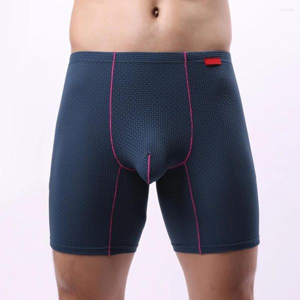 Sous-pants pour hommes sexy sous-vêtements moyens des sous-vêtements solides longs shorts gonflants sachets haletants une culotte élastique de lingerie transparente
