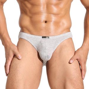 Calzoncillos para hombre sexy ropa interior modal calzoncillos suaves hombres de baja altura u bolsa convexa breve estiramiento transpirable