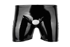 Sous-pants pour hommes sexy-en-cuir ouvert Pantalon court pour sexe brillant Latex BodyCon entre sous-vêtements Bottwear 9290276