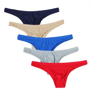 Calzoncillos para hombre ropa interior sexy calzoncillos sin costuras seda de hielo fino transpirable Intimo Uomo 5 unids/lote