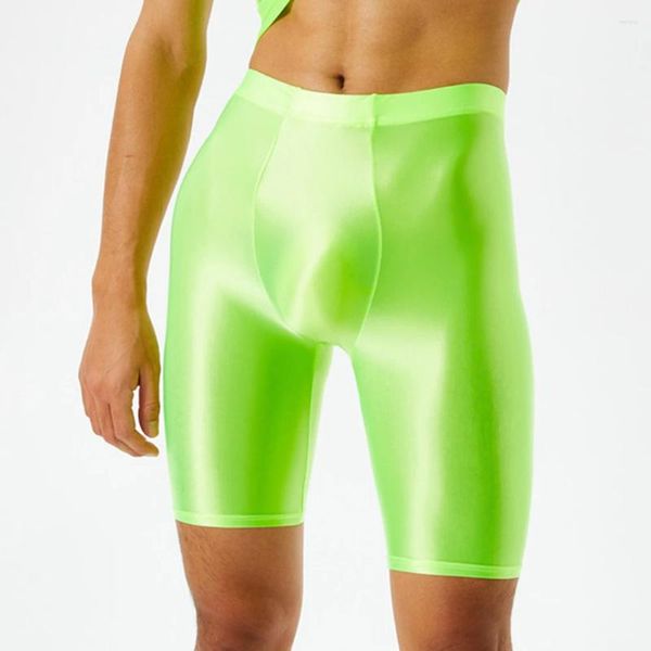 Sous-vêtements Hommes Brillant Huilé Glace Soie Shorts Sports Gym Compression Boxer Briefs Séchage Rapide Court Surf Leggings Sexy Sans Couture Pantalon Serré