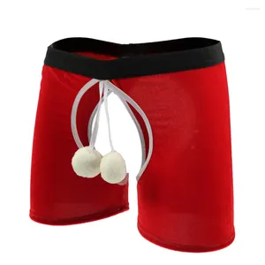 Sous-vêtements Hommes Sissy Culotte Ouvert Entrejambe Boxer Sexy Rouge Hommes Troncs Sous-Vêtements Transparents Avec Boule Érotique Hombre Strings Lingerie