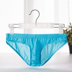 Caleçons Hommes Slips Solides Sexy Wet Look Culottes Transparent Mince Shorts Shorts Sous-Vêtements