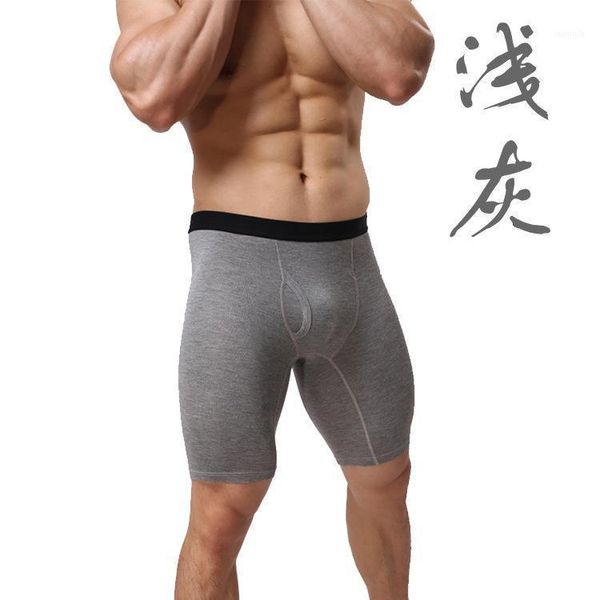 Calzoncillos para hombre Pantalones cortos de primavera Homme Wear Shaper Body Building Pantalones Hombres Bragas de algodón U Bolsa convexa Pantalones hasta la rodilla A9011