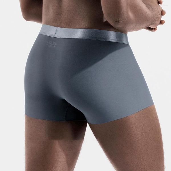 Calzoncillos Traje de baño para hombre Ropa de playa Seda de hielo Boxer sin costuras Calzoncillos sexy Bolsa Ropa interior Pantalones cortos masculinos Bañadores cómodos Calzoncillos