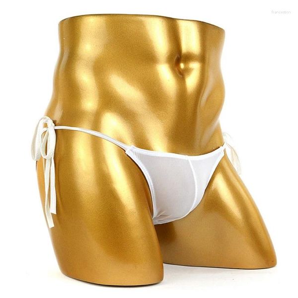 Sous-vêtements hommes slips transparents sexy laçage jockstrap sous-vêtements gai tentation u poche convexe homme string glace soie culotte masculine