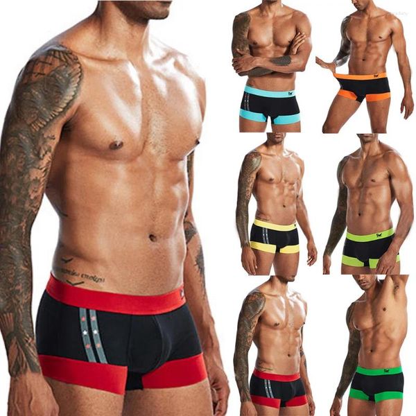 Calzoncillos Ropa interior para hombre Boxer Carta Impresión Contraste Algodón Simple Cintura baja Bolsa grande Sexy para hombres