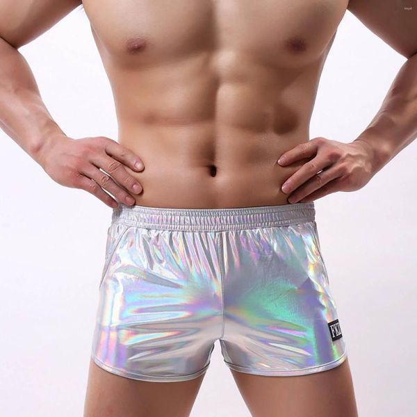 Caleçon hommes sous-vêtements boxeurs argent brillant Boxer Shorts hommes taille basse mâle Boxershorts Ropa intérieur Sexi Para Hombre