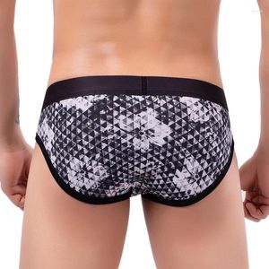 Sous-vêtements hommes sous-vêtements glace soie taille basse sexy personnalité impression slips