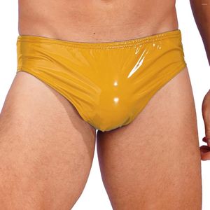 Calzoncillos Ropa interior para hombre Calzoncillos de charol Bragas de látex Aspecto mojado Club Baile Rendimiento Cintura elástica