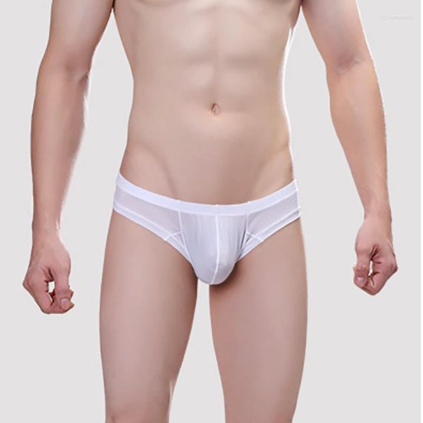 Calzoncillos Ropa interior para hombre Sedoso Transpirable Deportes Sexy Convexo Fino Seda de hielo Expuesto Medias caderas Cintura baja Hombre Pequeño bóxer Bolsa Bikini abultado