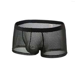 Calzoncillos bóxer de malla para hombre, bóxer corto para hombre, ropa interior Gay transpirable para hombre, bóxer deportivo para gimnasio, bragas de talla grande, ropa interior Sexy