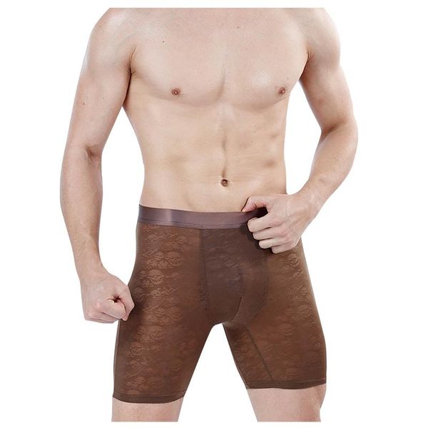 Sous-vêtements en maille respirante, Sexy, jeune Boxer, marque de mode, sous-vêtements pour hommes, couleur unie, Gay Para Homme, 2023