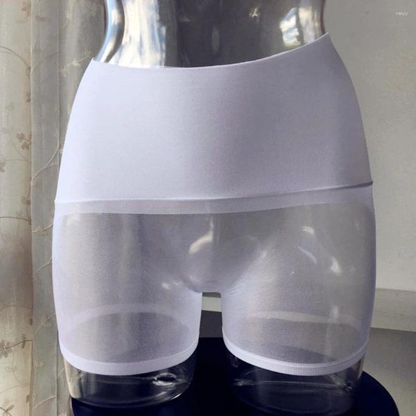 Calzoncillos de malla de retales para hombre, calzoncillos Boxer transparentes, ropa interior transparente ultrafina ajustada, pantimedias sexis, bañadores transpirables