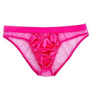 Onderbroek mesh satijnen briefs mannen sexy lingerie transparant pure ondergoed perspectief slipje lage taille ademende bikini ondervertegenwoordiger a50