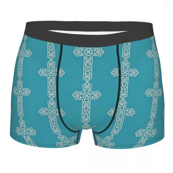 Caleçon Meskel bleu éthiopien croix Art Homme culottes Shorts Boxer slips sous-vêtements pour hommes confortable